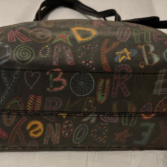 Dooney & Bourke Black Graffiti Tote with Sturdy Leather Handles - Picture 9 of 10